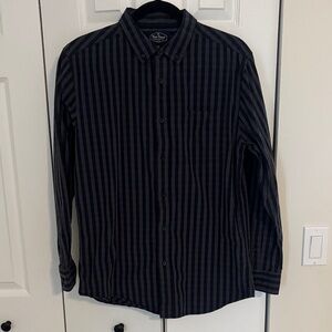 Nat Nast Men's Black and Gray Striped Button Down Shirt